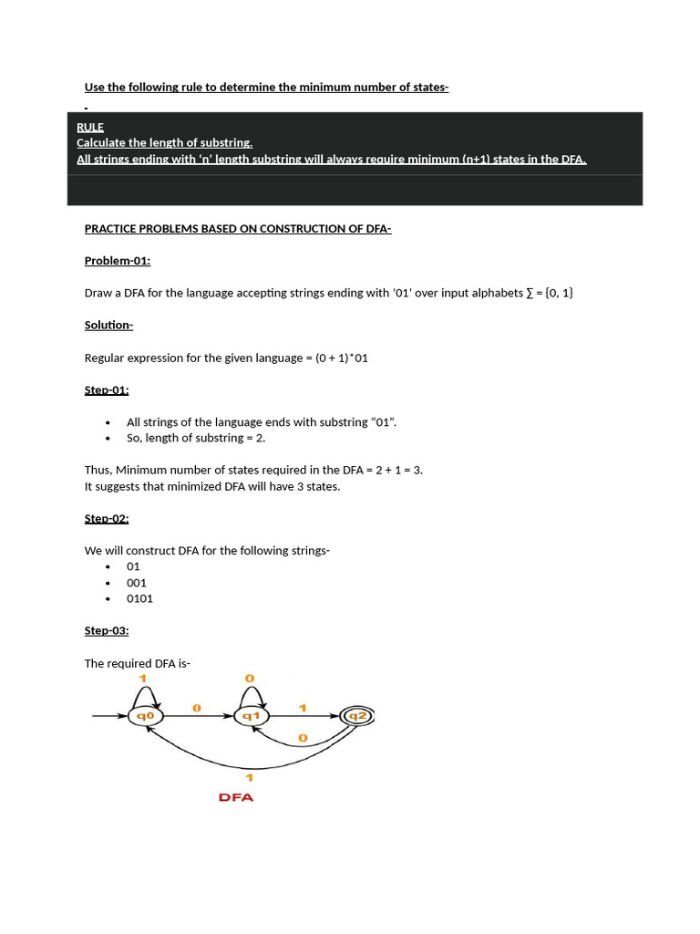 DFA Construction and NFA Conversion Guide | PDF | Digital Electronics ...