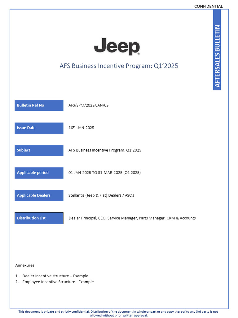 Dealer Incentive Program Q1 2025 | PDF | Business | Economies