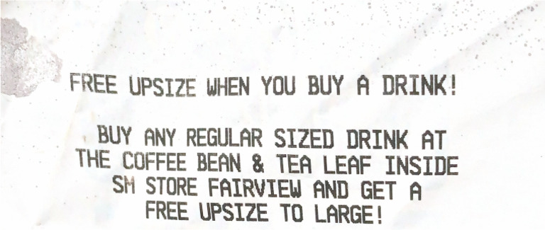 Free Upsize When You Buy A Drink! | PDF