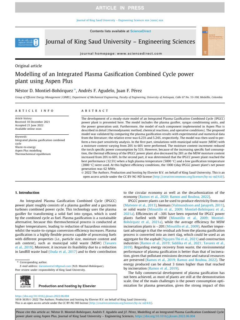 IPGCC Power Plant Modeling in Aspen Plus | PDF | Gasification | Steam