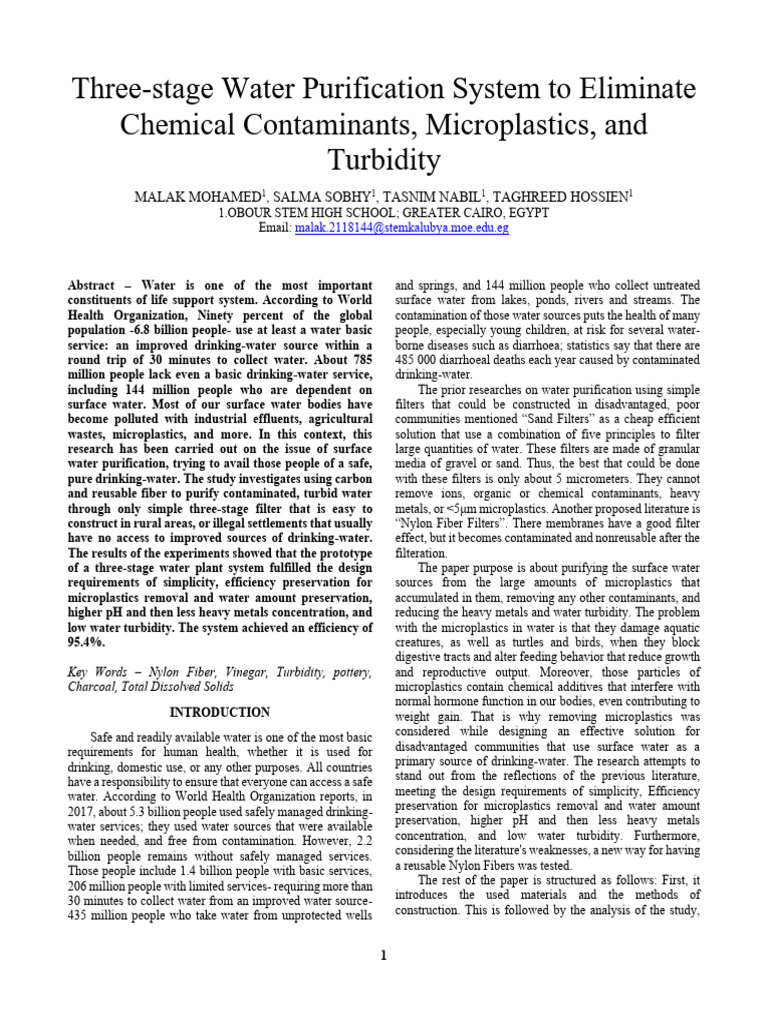 Three-Stage Water Purification System | PDF | Water Purification | Water