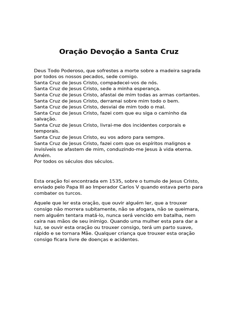 Oração Devoção A Santa Cruz | PDF