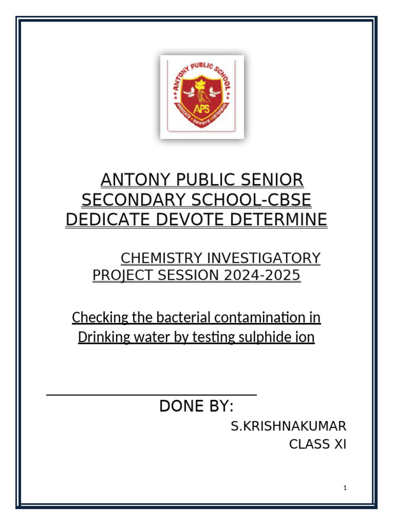 Bacterial Contamination in Drinking Water | PDF | Sulfide | Water