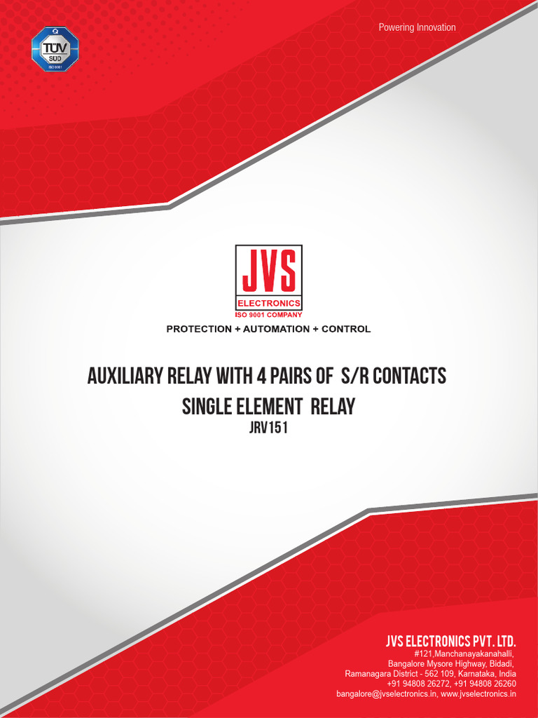 JRV151 Auxiliary Relay Specifications | PDF | Relay | Electrical ...
