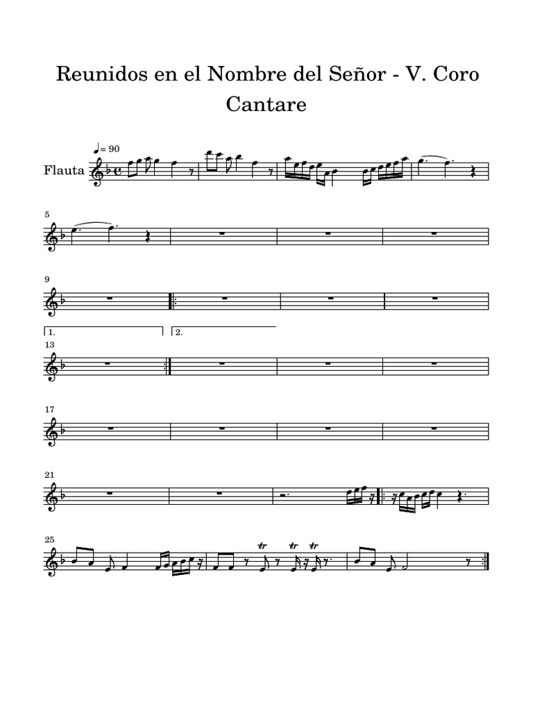 Reunidos en El Nombre Del Señor - V. Coro Cantare - Flauta | PDF
