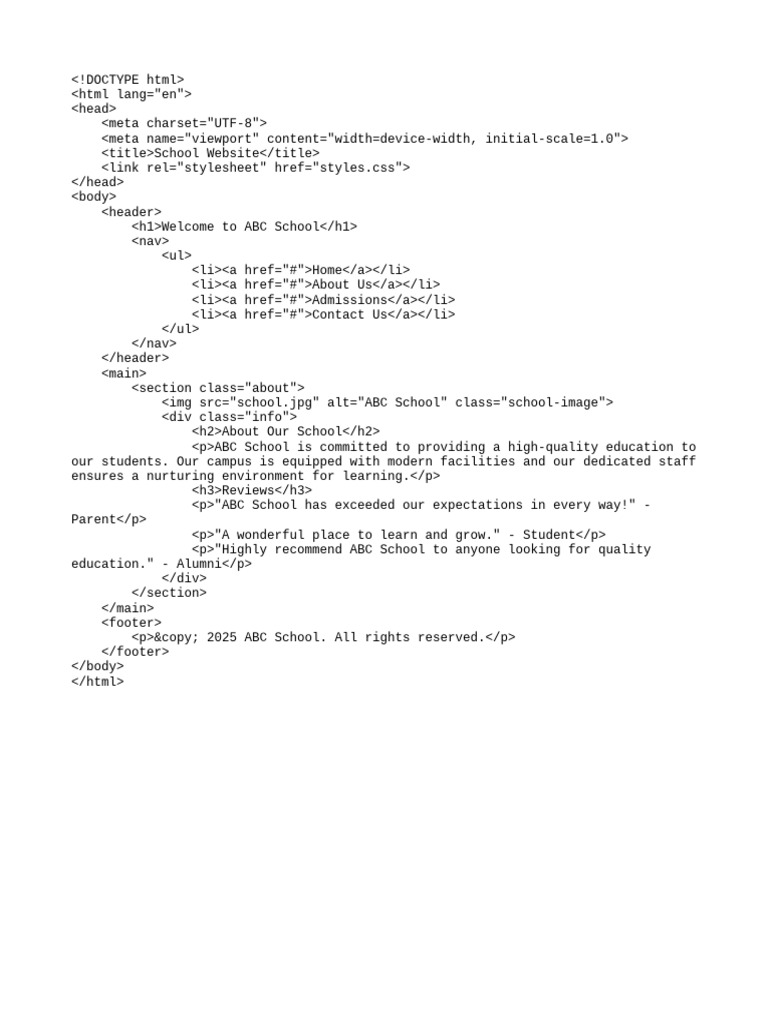 School Website Free Script