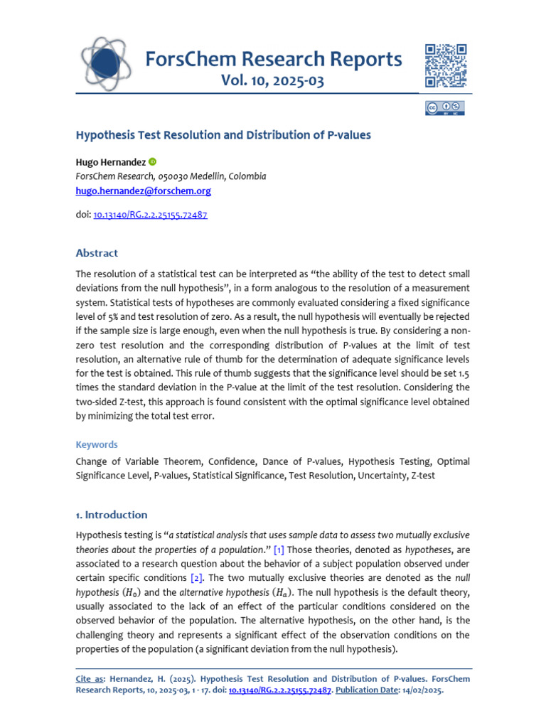 Hypothesis Test Resolution and Distribution of P-Values | PDF | P Value ...