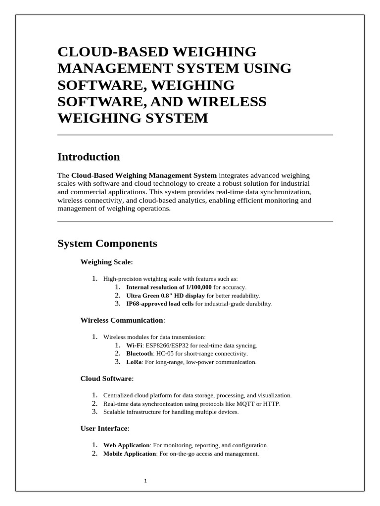 Cloud-Based Weighing Management System | PDF | Cloud Computing ...