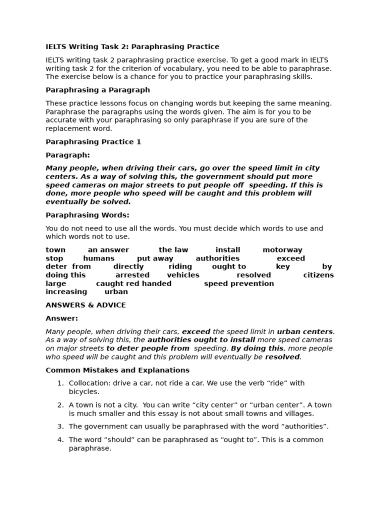 IELTS Writing Task 2 Paraphrasing Guide | PDF | Crimes | Crime & Violence