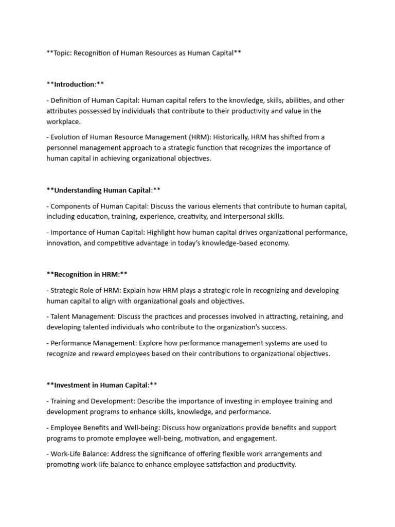 Human Resources as Human Capital Explained | PDF | Human Capital ...