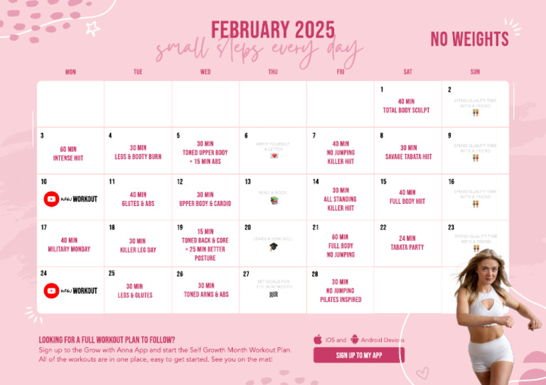 February 2025 Workout Plan Guide | PDF | Mobile Computers | Strength ...