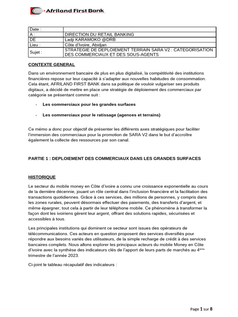 Stratégie de Déploiement SARA V2 | PDF | Banques