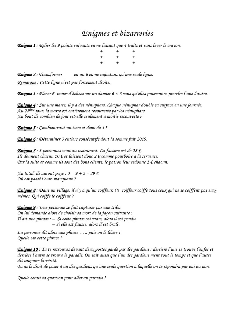Énigme des 9 points en 4 traits PDF — free download