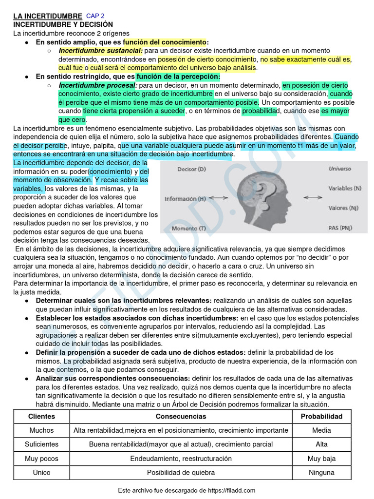 Entendiendo la Incertidumbre en Decisiones | PDF | Información ...