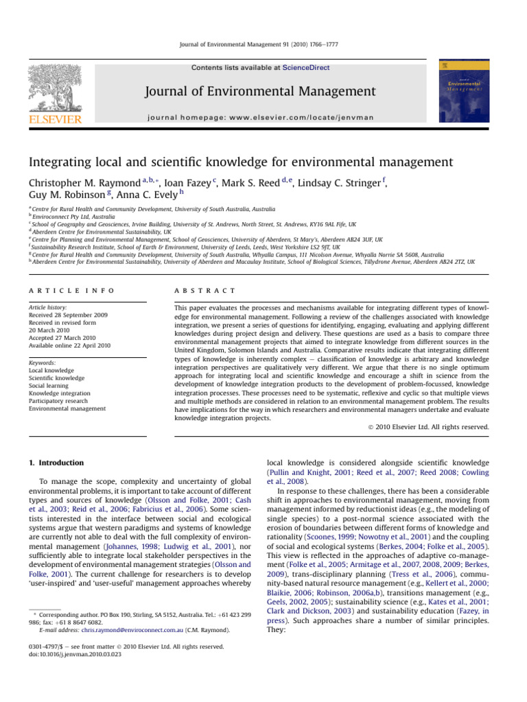 Integrating Local and Scientific Knowledge | PDF | Knowledge | Tacit ...