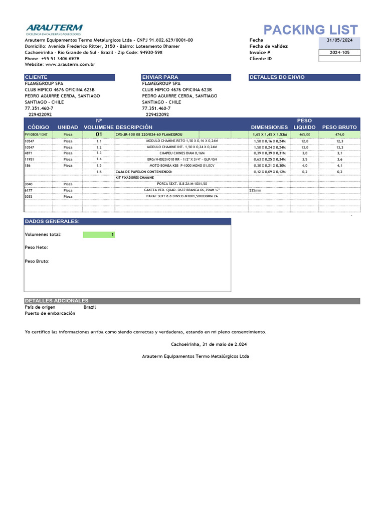 Pe-2024-005-Packing List Draft | PDF