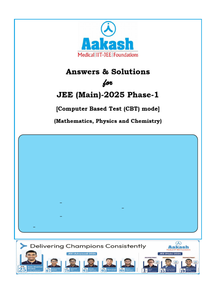 Ans and Sol JEE Main 2025 PH 1-23-01 2025 Evening Revised | PDF ...