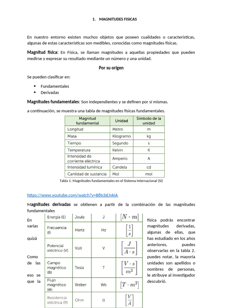 Magnitudes Físicas y Conversión de Unidades | PDF | Sistema ...
