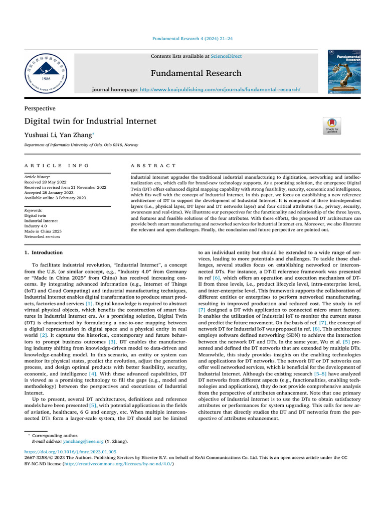 Digital Twin For Industrial Internet | PDF | Computer Security | Security