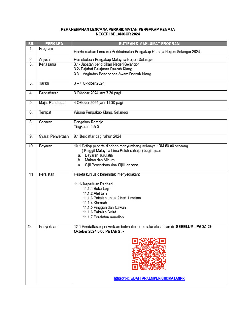 Maklumat Program Lencana Perkhidmatan 2024 | PDF