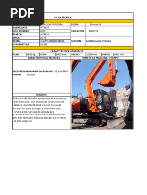 Especificaciones Hitachi ZX70 | PDF