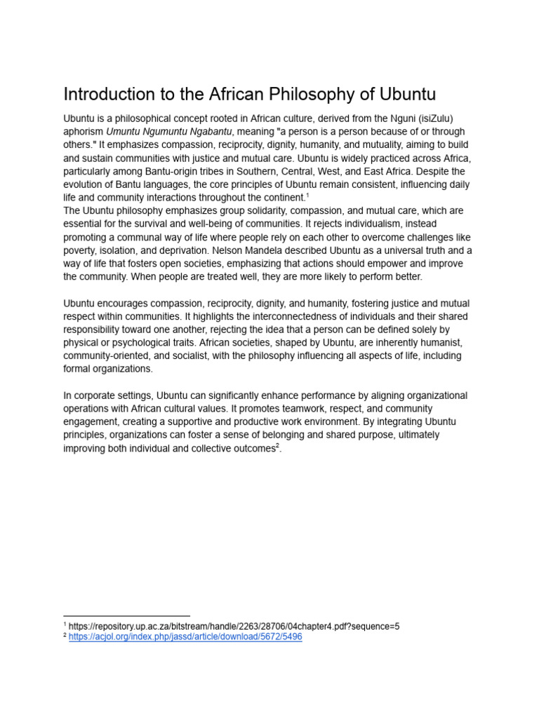 Understanding Ubuntu Philosophy in Africa | PDF