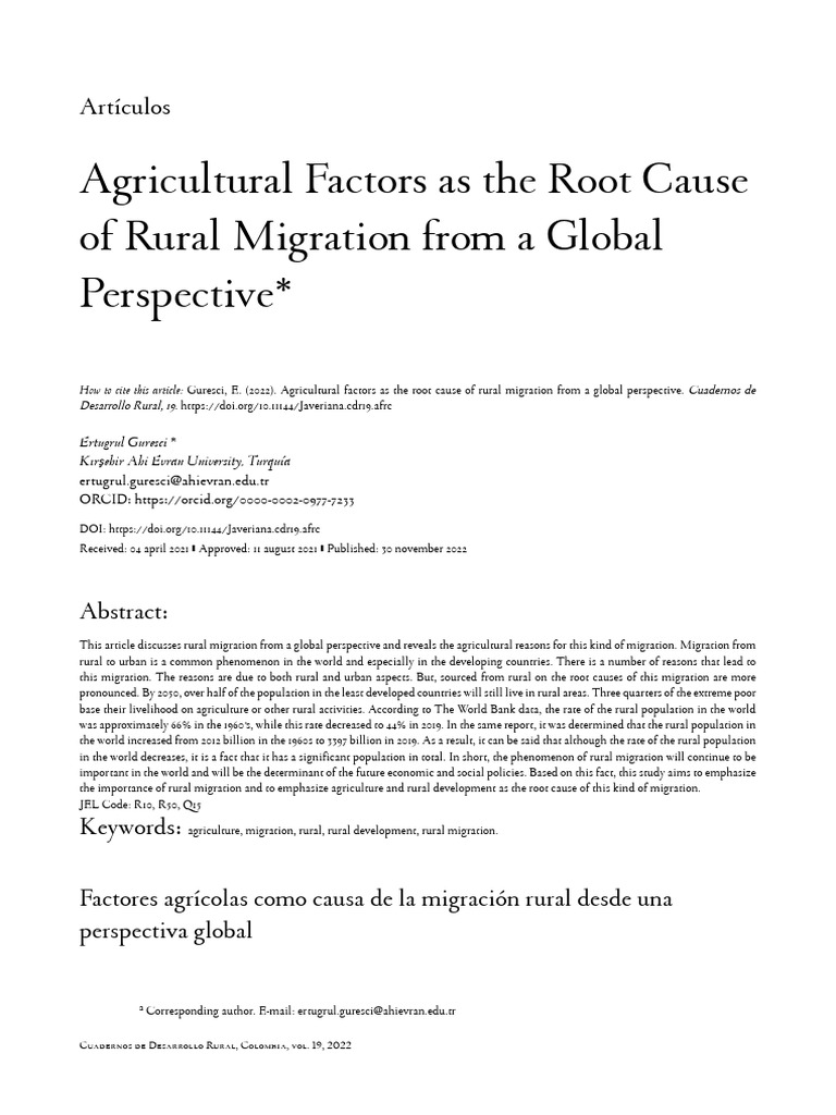 Agricultural Causes of Rural Migration | PDF | Greenhouse Gas | Economies