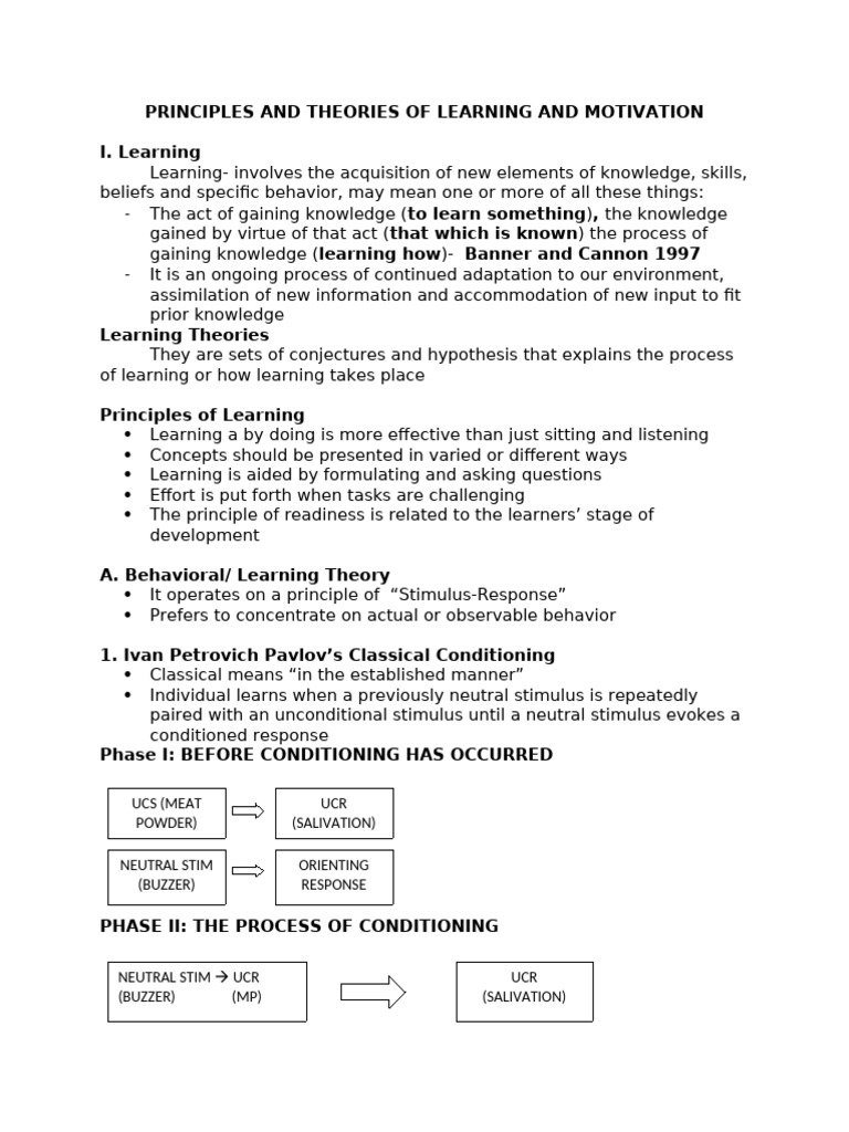 Learning and Motivation Theories Explained | PDF | Learning | Learning ...