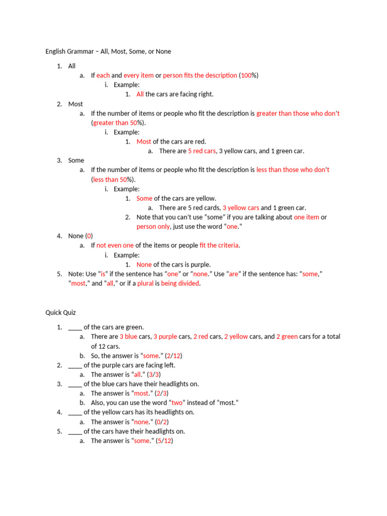 Understanding Quantifiers in English | PDF