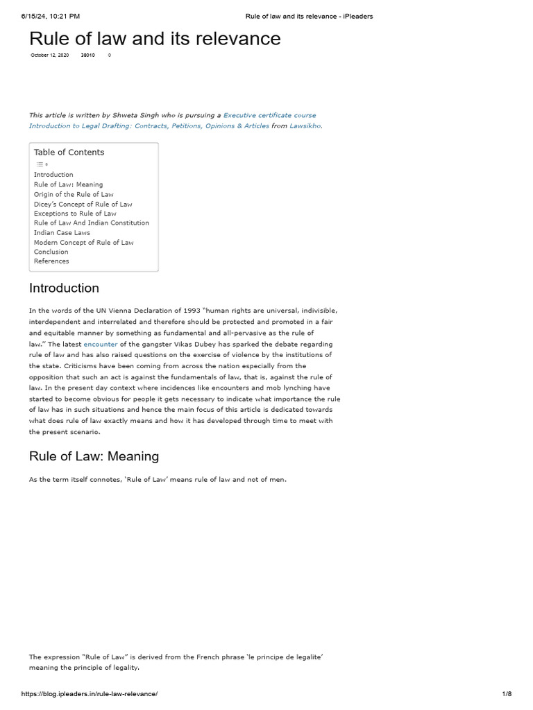 Importance of Rule of Law Today | PDF | Rule Of Law | Pardon