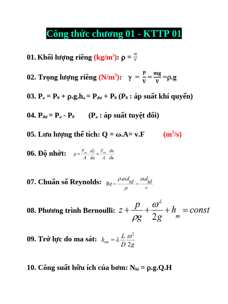 Công TH C Chương 01 | PDF