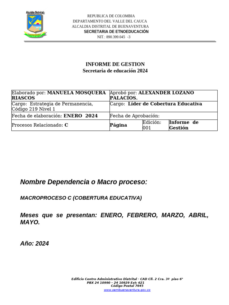 Informe de Gestión Educativa 2024 | PDF