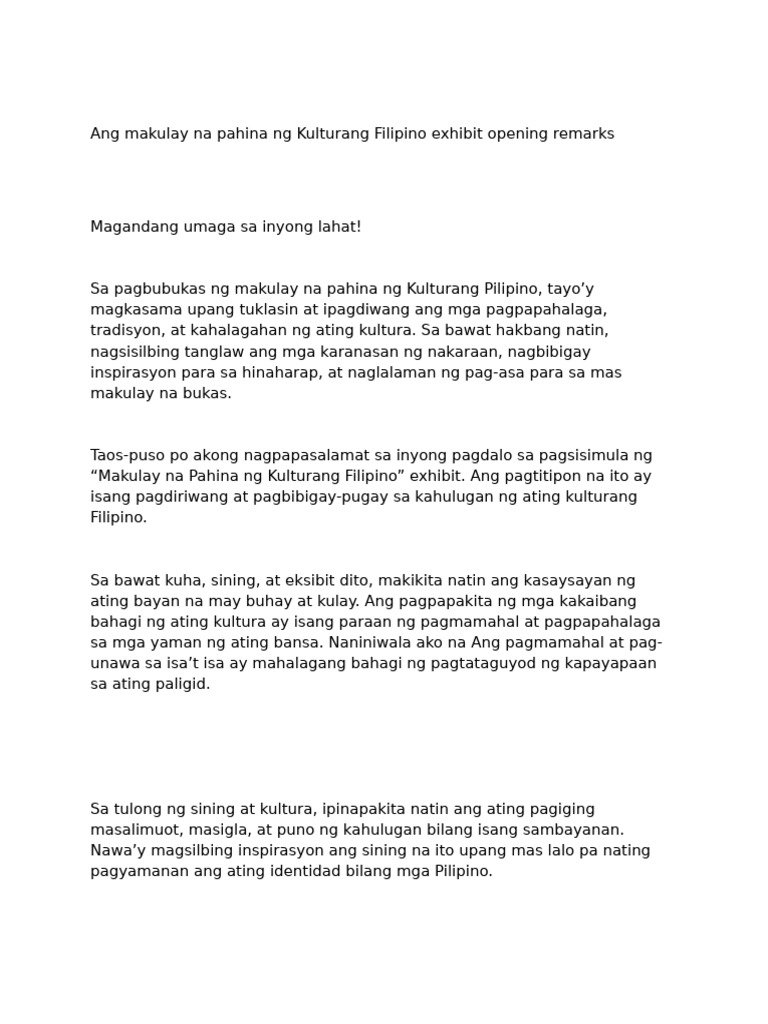 Opening Remarks Art Exhibit | PDF