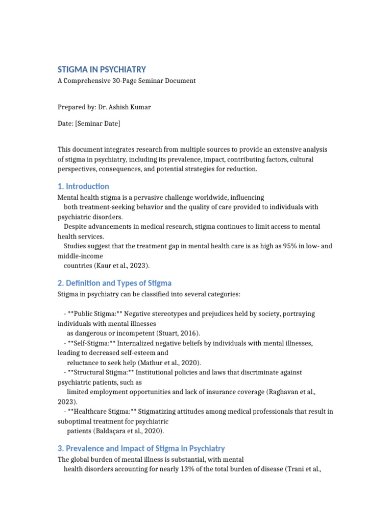 Understanding Stigma in Psychiatry | PDF | Social Stigma | Mental Disorder