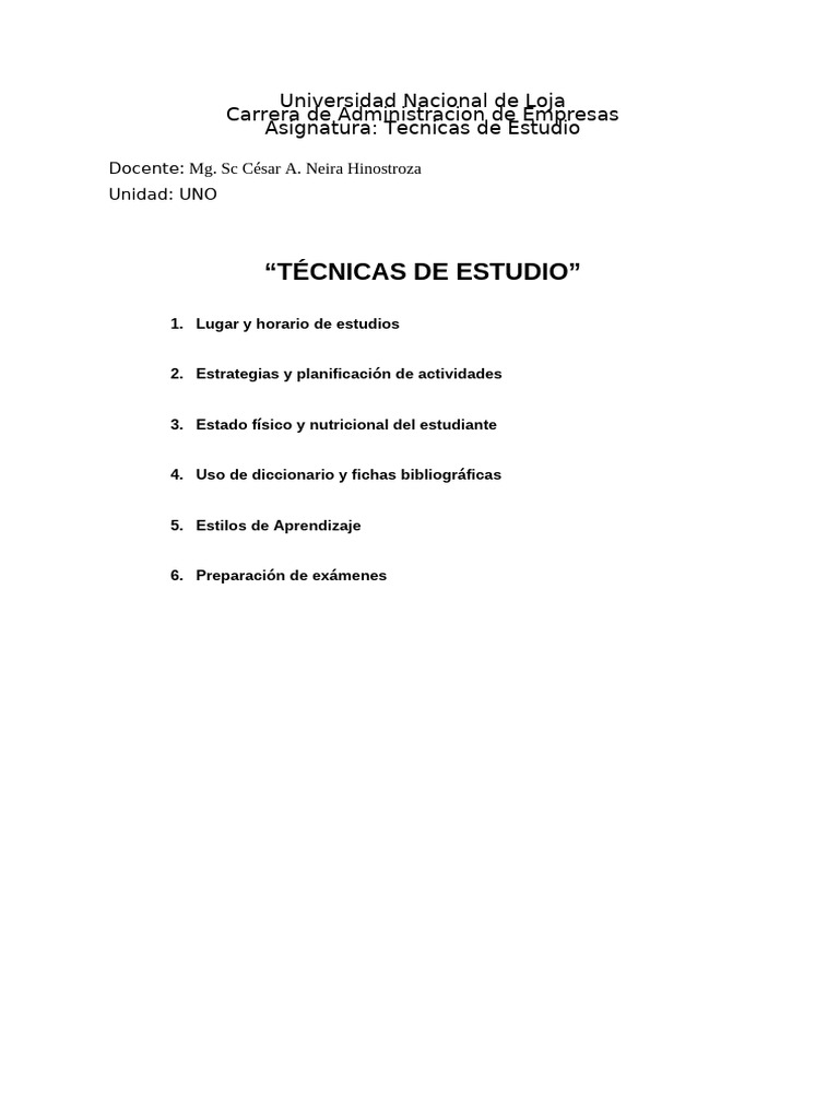 Técnicas Efectivas de Estudio para Aprender | PDF | Aprendizaje ...