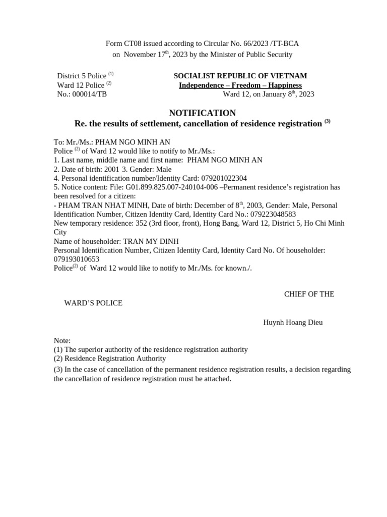 Residence Registration Update Notice | PDF