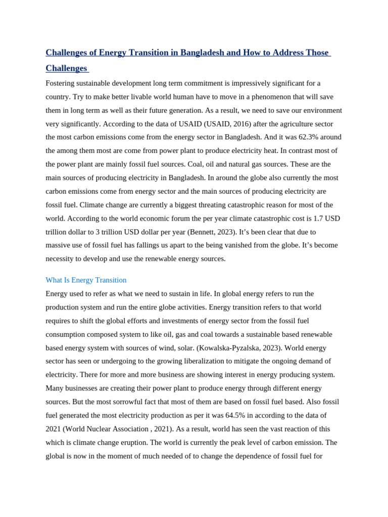 Energy Transition Challenges in Bangladesh | PDF | Renewable Energy ...