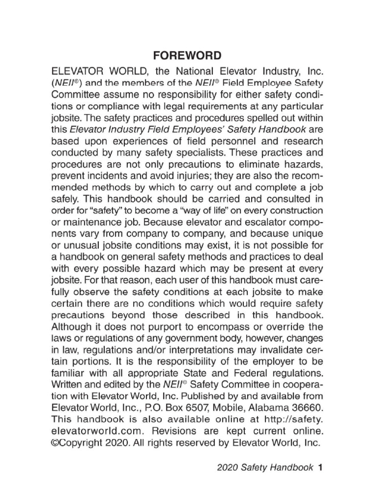 Elevator Safety Handbook 2020 | PDF | Welding | Construction