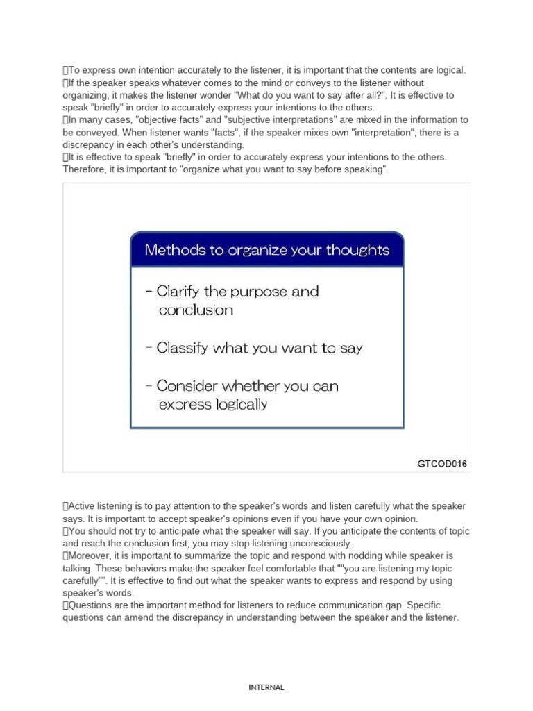 ・To express own intention accurately to the listener | PDF ...