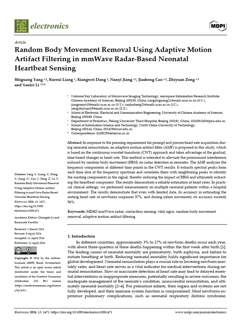 Random Body Movement Removal Using Adaptive Motion | PDF | Wavelet | Radar
