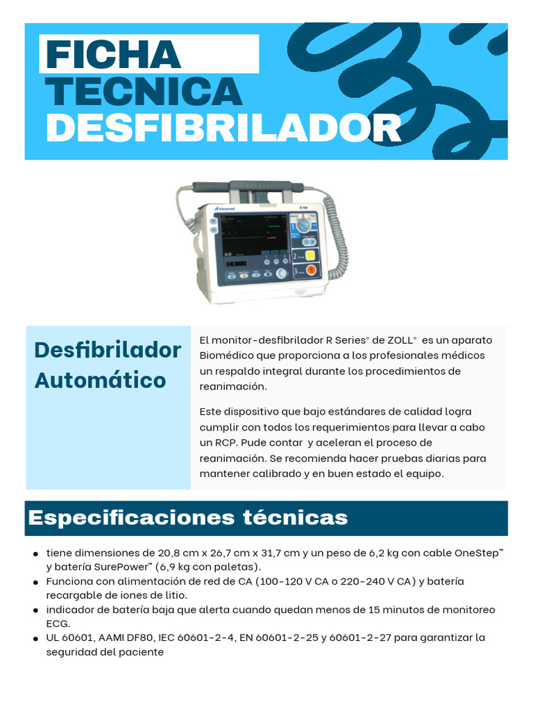 Ficha Tecnica Desfibrilador | PDF | Reanimación cardiopulmonar ...