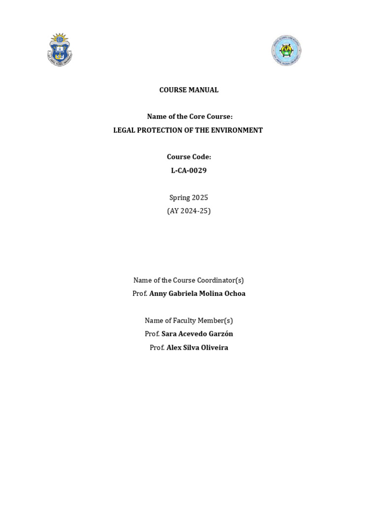 Legal Protection of Environment Course Guide | PDF | Environmental Law ...