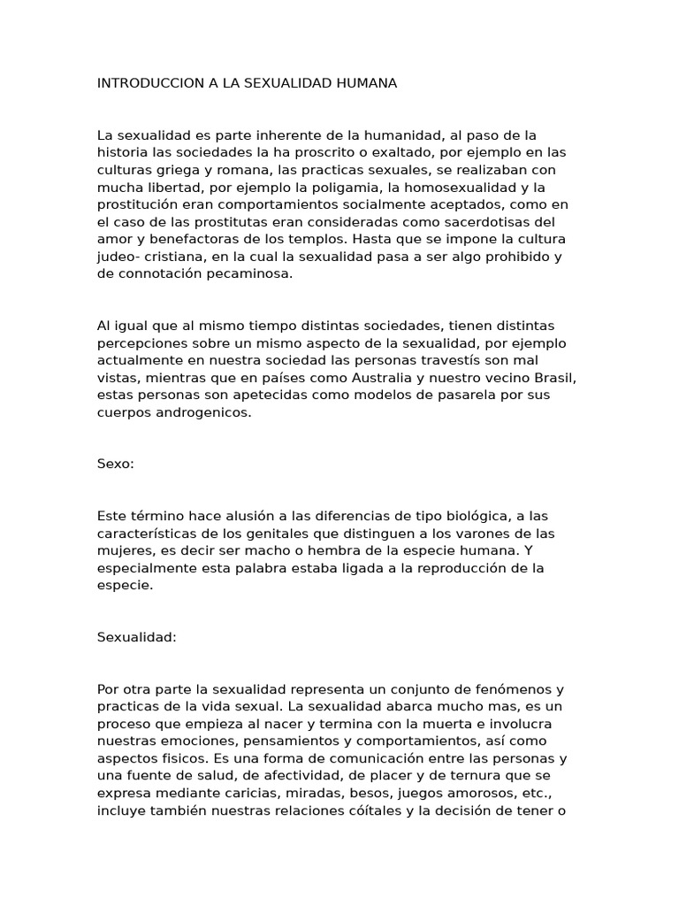 Introducción a la Sexualidad Humana | PDF | Género | Estudios de género