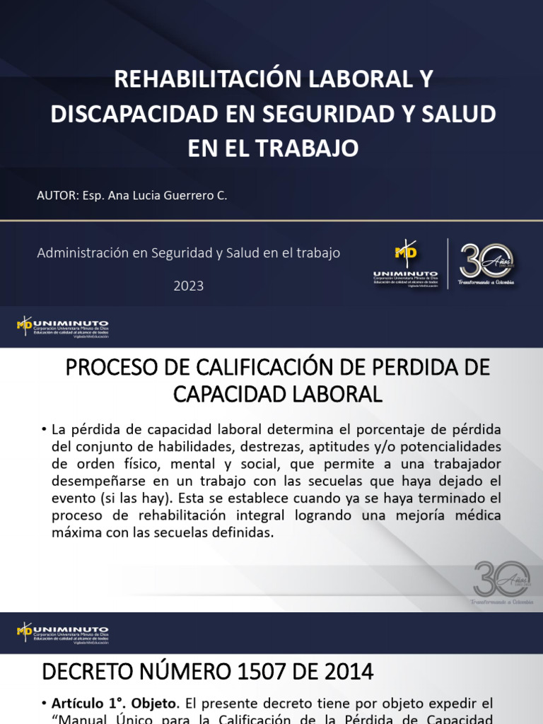 Calificación de Pérdida de Capacidad Laboral | PDF | Invalidez