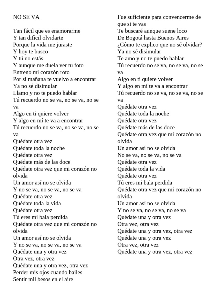 No Se Va Original Artist
