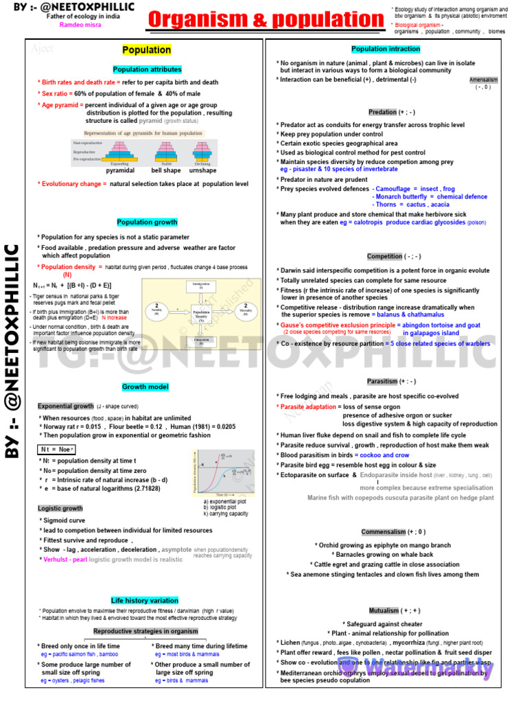 Organism and Process Short Notes by @neetoxphillic | PDF | Predation ...