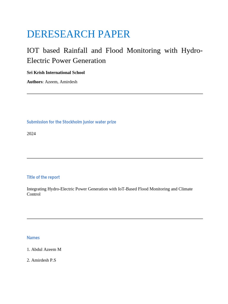 IoT Flood Monitoring & Hydro Power System | PDF | Flood | Internet Of ...