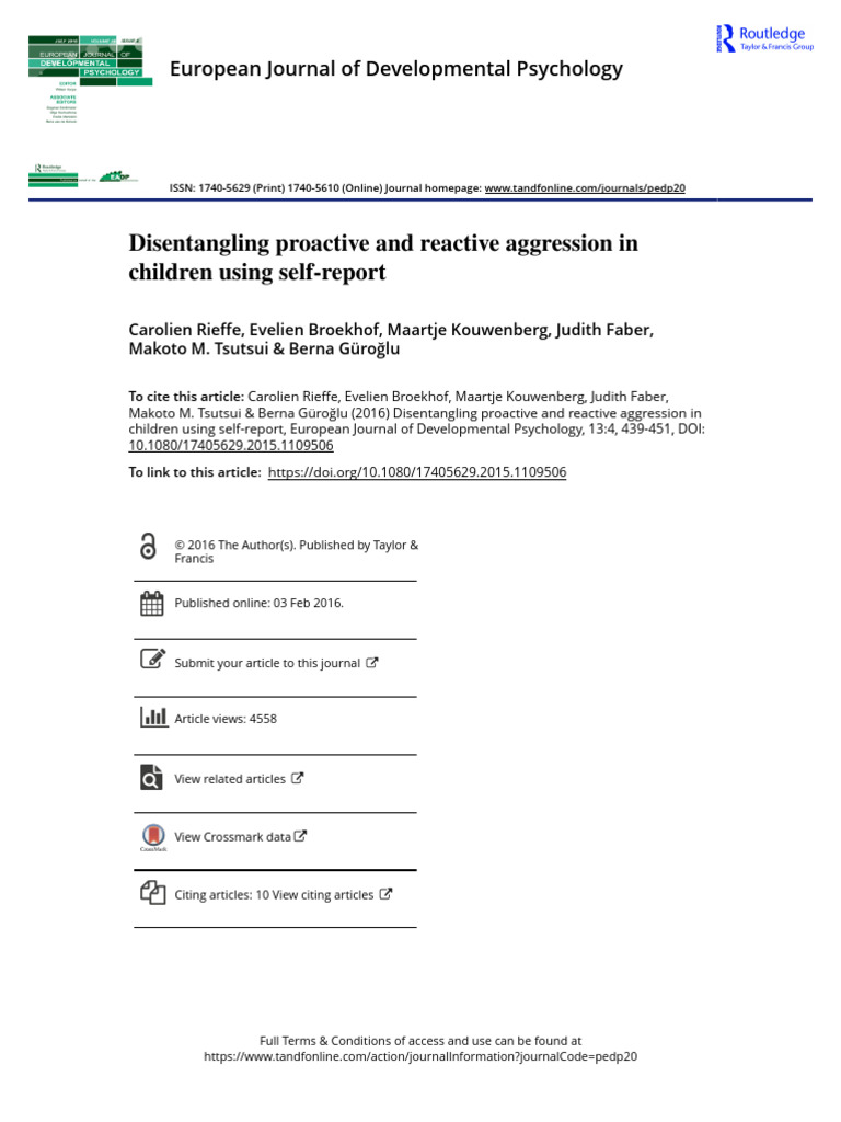 Proactive vs. Reactive Aggression in Kids | PDF | Aggression | Self ...