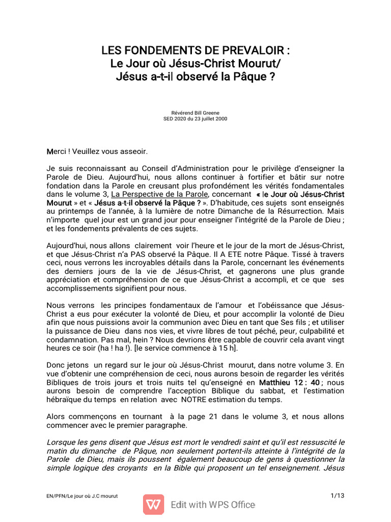 Jour de la mort de Jésus-Christ | PDF | Résurrection de Jésus ...