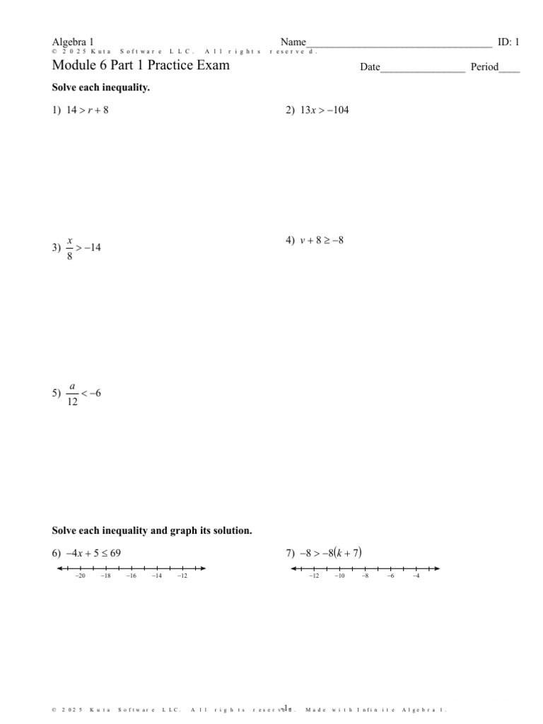 Module 6 Part 1 Practice Exam | PDF | Algebra | Mathematics
